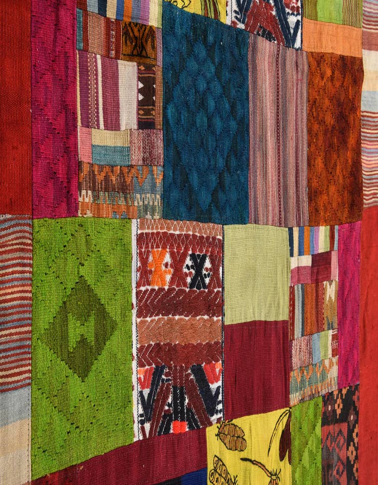 Detail image of  5' 5 x 8'  Hand Woven Kilim Patchwork Wool Rug