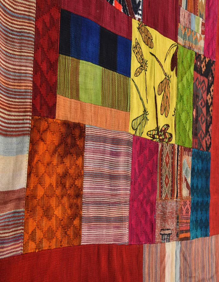 Detail image of  5' 5 x 8'  Hand Woven Kilim Patchwork Wool Rug