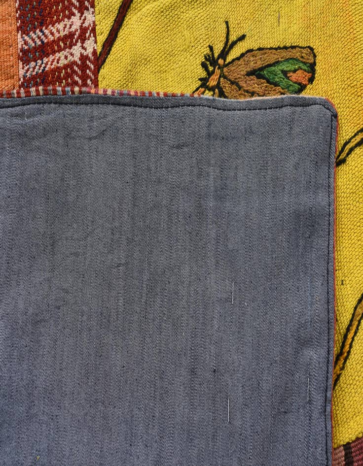 Detail image of  5' 5 x 8'  Hand Woven Kilim Patchwork Wool Rug