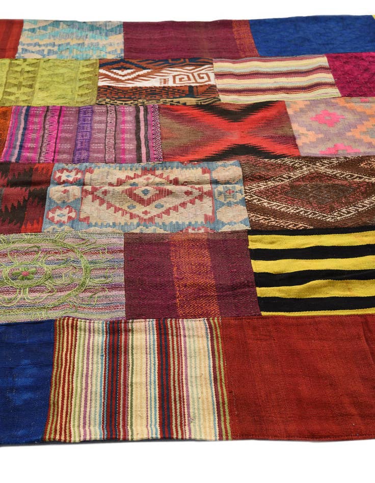 Detail image of  6' 7 x 9' 9  Hand Woven Kilim Patchwork Wool Rug