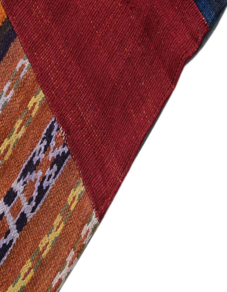 Detail image of  5' 8 x 7' 8  Hand Woven Kilim Patchwork Wool Rug