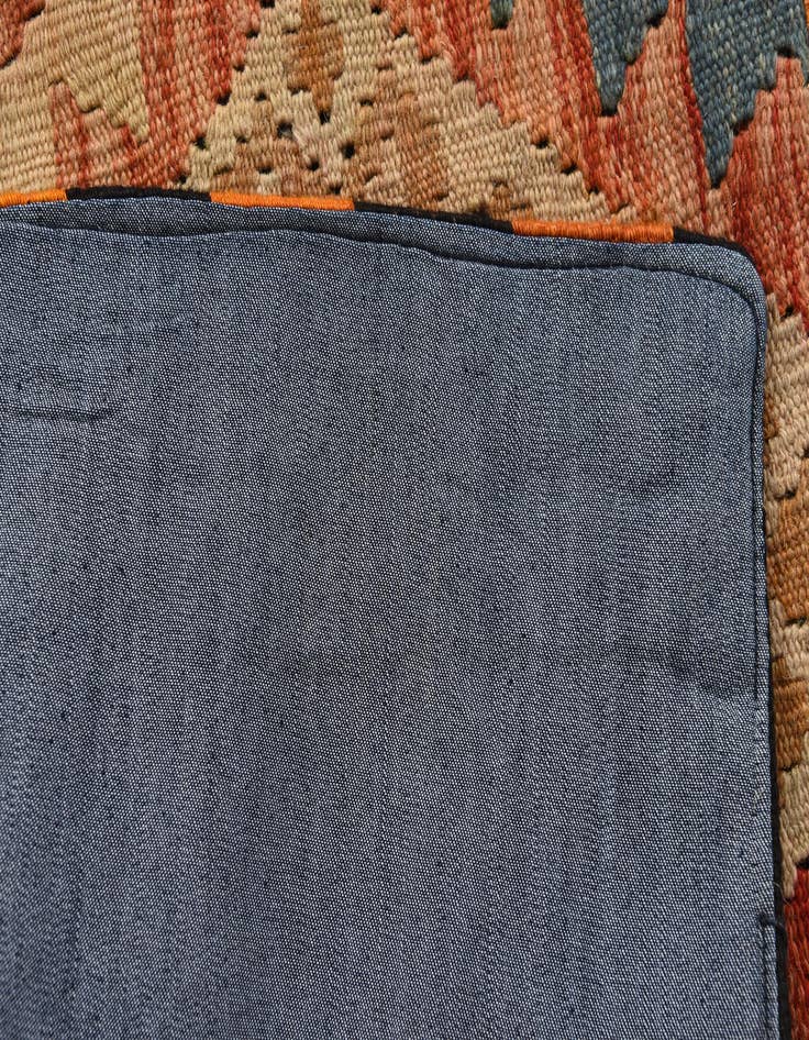 Detail image of  5' 8 x 7' 8  Hand Woven Kilim Patchwork Wool Rug