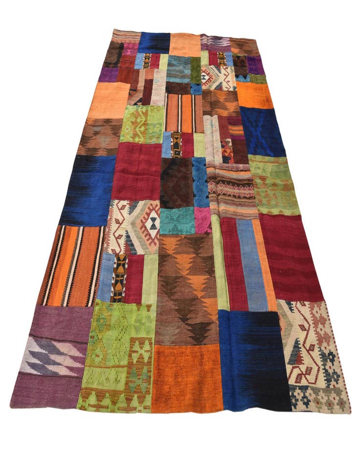 Detail image of  5' 8 x 7' 11  Hand Woven Kilim Patchwork Wool Rug