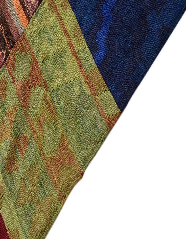 Detail image of  5' 8 x 7' 11  Hand Woven Kilim Patchwork Wool Rug