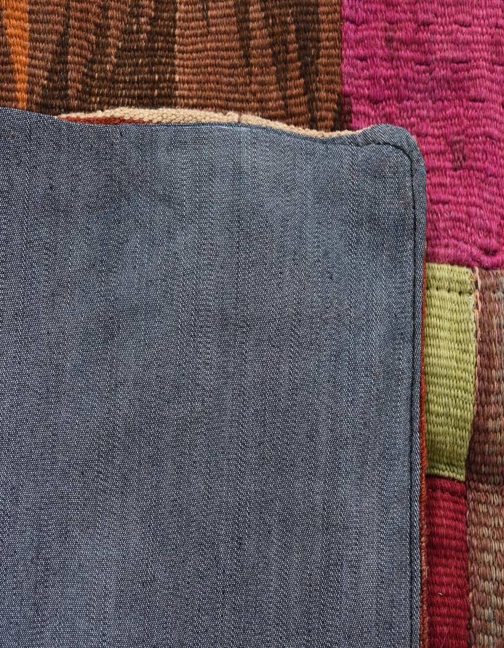 Detail image of  5' 8 x 7' 11  Hand Woven Kilim Patchwork Wool Rug