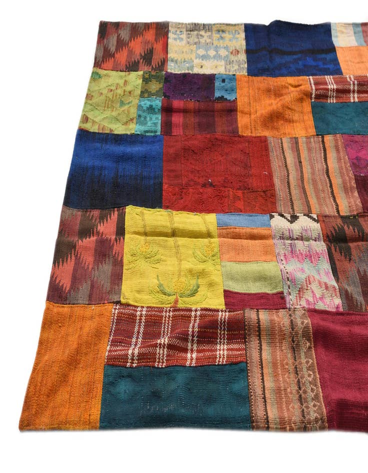 Detail image of  5' 8 x 8'  Hand Woven Kilim Patchwork Wool Rug