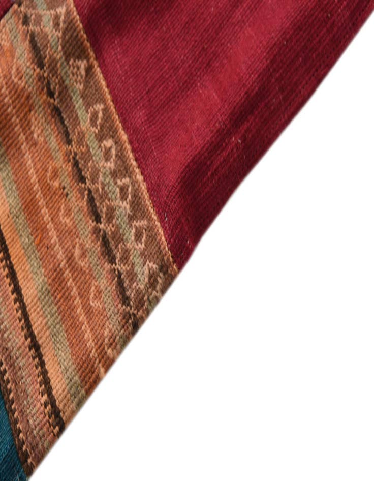 Detail image of  5' 8 x 8'  Hand Woven Kilim Patchwork Wool Rug