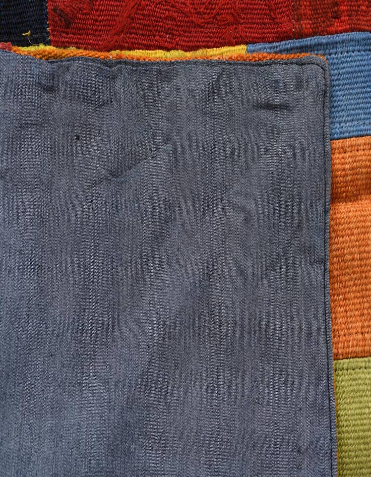 Detail image of  5' 8 x 8'  Hand Woven Kilim Patchwork Wool Rug