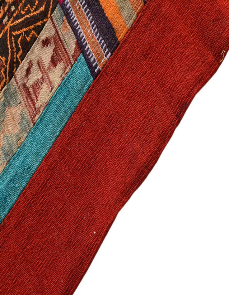 Detail image of  5' 7 x 8'  Hand Woven Kilim Patchwork Wool Rug