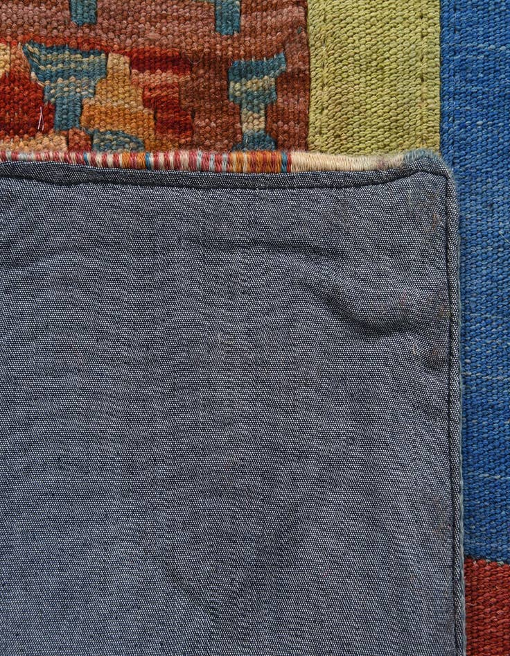Detail image of  5' 7 x 8'  Hand Woven Kilim Patchwork Wool Rug