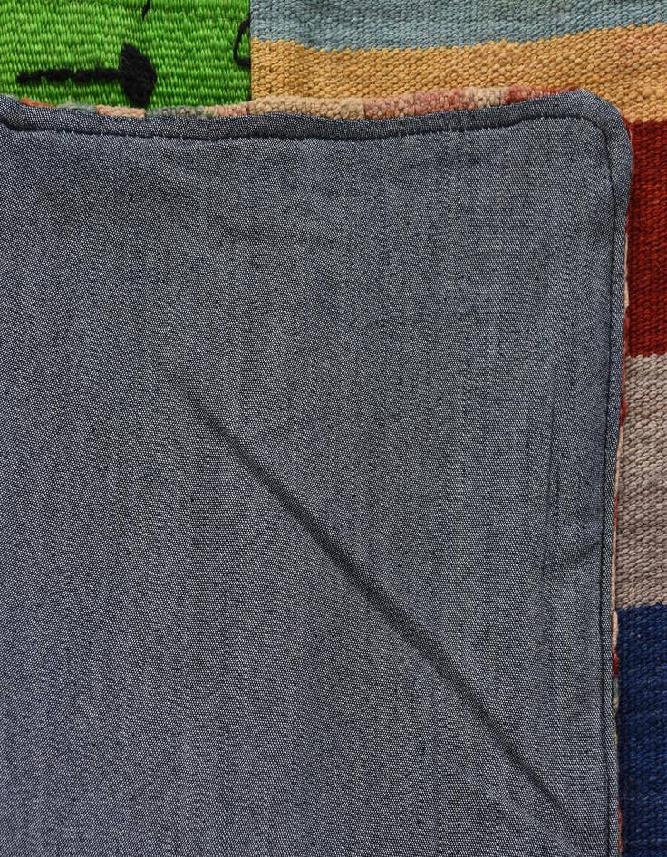 Detail image of  6' 7 x 9' 9  Hand Woven Kilim Patchwork Wool Rug