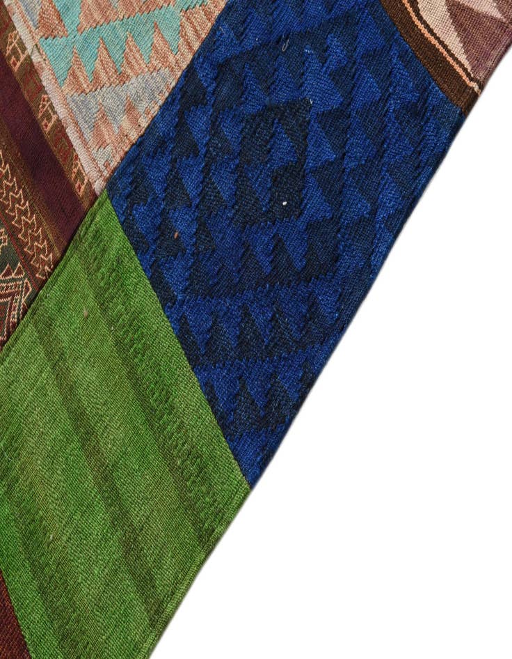 Detail image of  6' 7 x 9' 10  Hand Woven Kilim Patchwork Wool Rug