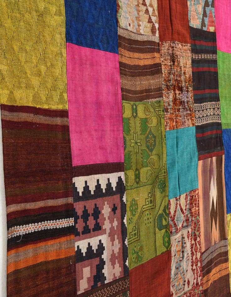 Detail image of  6' 7 x 9' 10  Hand Woven Kilim Patchwork Wool Rug