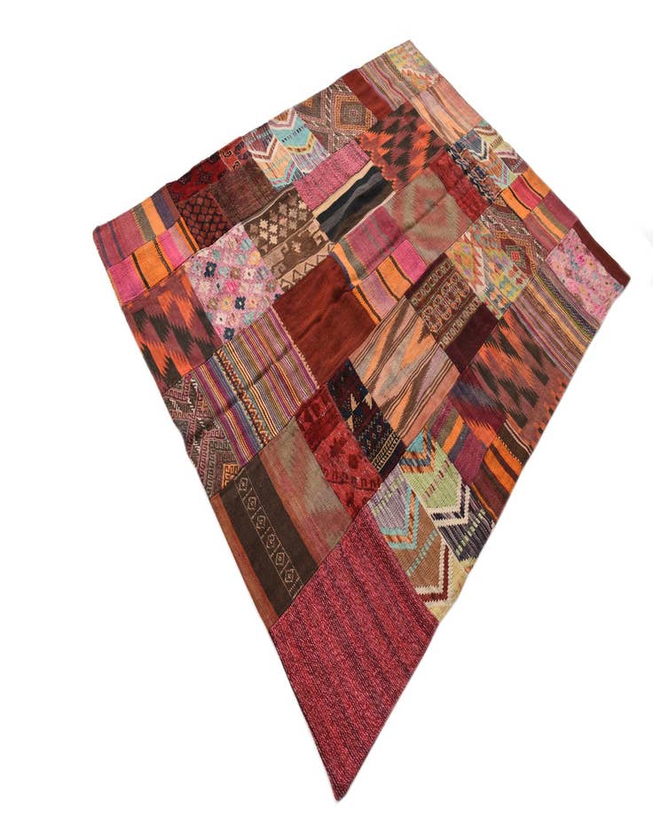 Detail image of  5' 1 x 6' 9  Hand Woven Kilim Patchwork Wool Rug