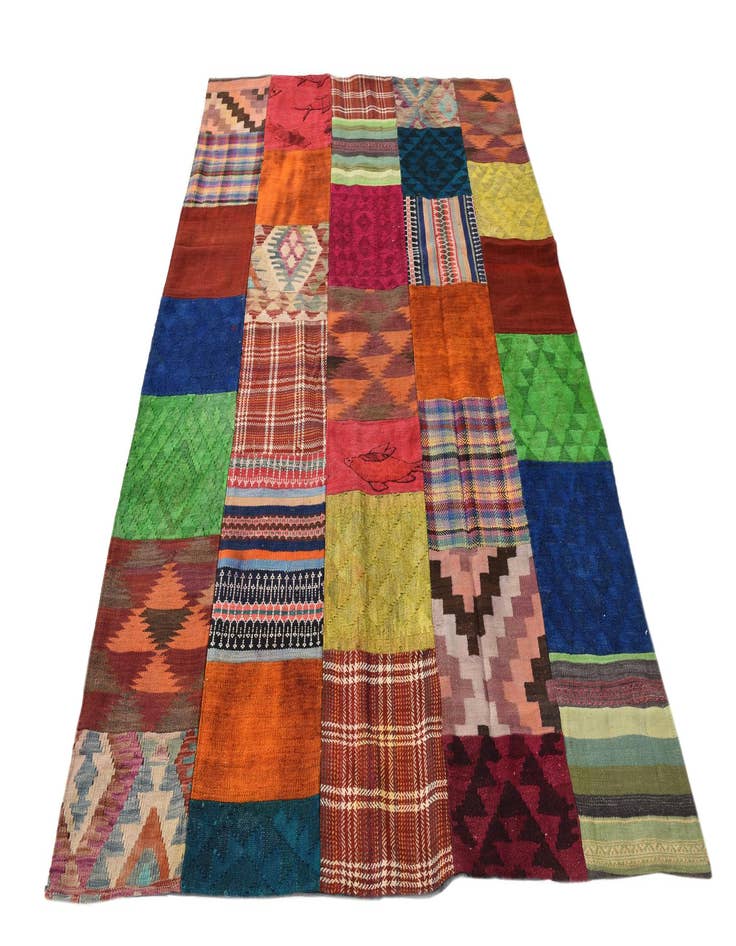 Detail image of  5' 5 x 7' 9  Hand Woven Kilim Patchwork Wool Rug