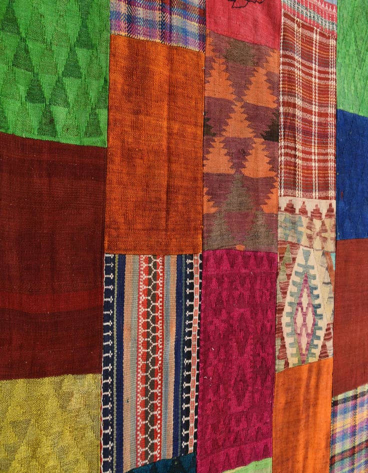 Detail image of  5' 5 x 7' 9  Hand Woven Kilim Patchwork Wool Rug