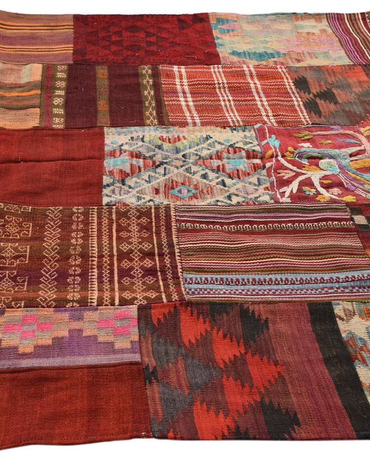 Detail image of  5' 6 x 7' 9  Hand Woven Kilim Patchwork Wool Rug