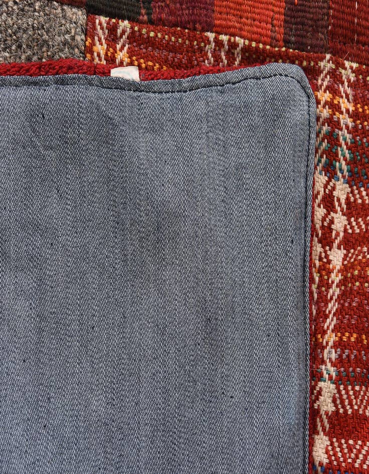 Detail image of  5' 6 x 7' 9  Hand Woven Kilim Patchwork Wool Rug