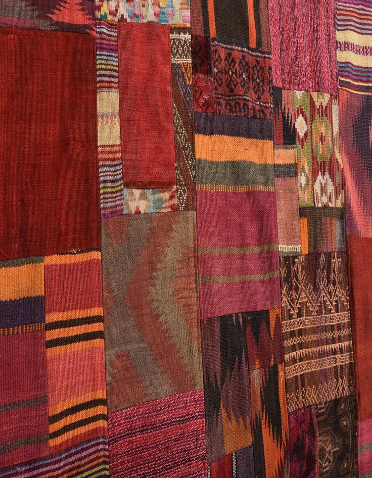 Detail image of  4' 9 x 6' 9  Hand Woven Kilim Patchwork Wool Rug
