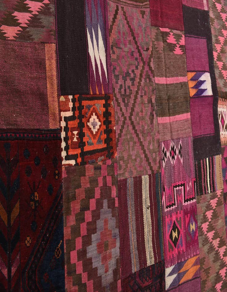 Detail image of  6' 8 x 9' 7  Hand Woven Kilim Patchwork Wool Rug