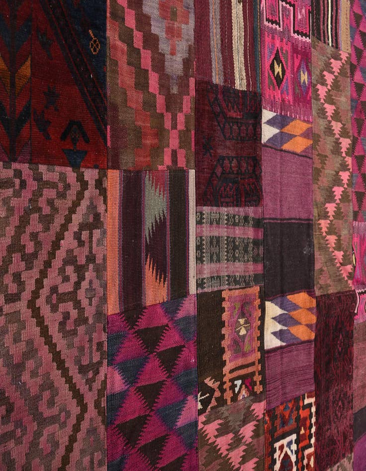 Detail image of  6' 8 x 9' 7  Hand Woven Kilim Patchwork Wool Rug