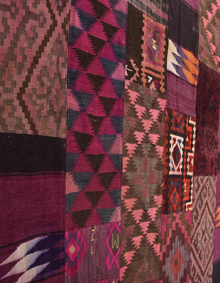 Detail image of  6' 8 x 9' 7  Hand Woven Kilim Patchwork Wool Rug