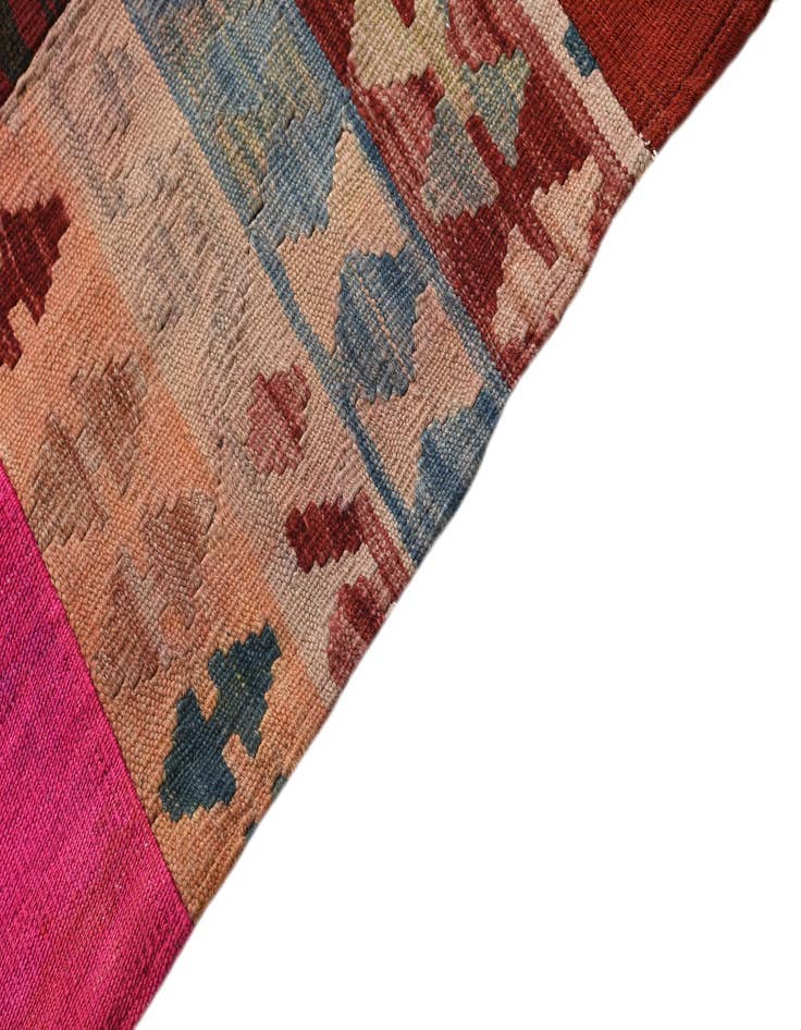 Detail image of  5' 6 x 7' 8  Hand Woven Kilim Patchwork Wool Rug