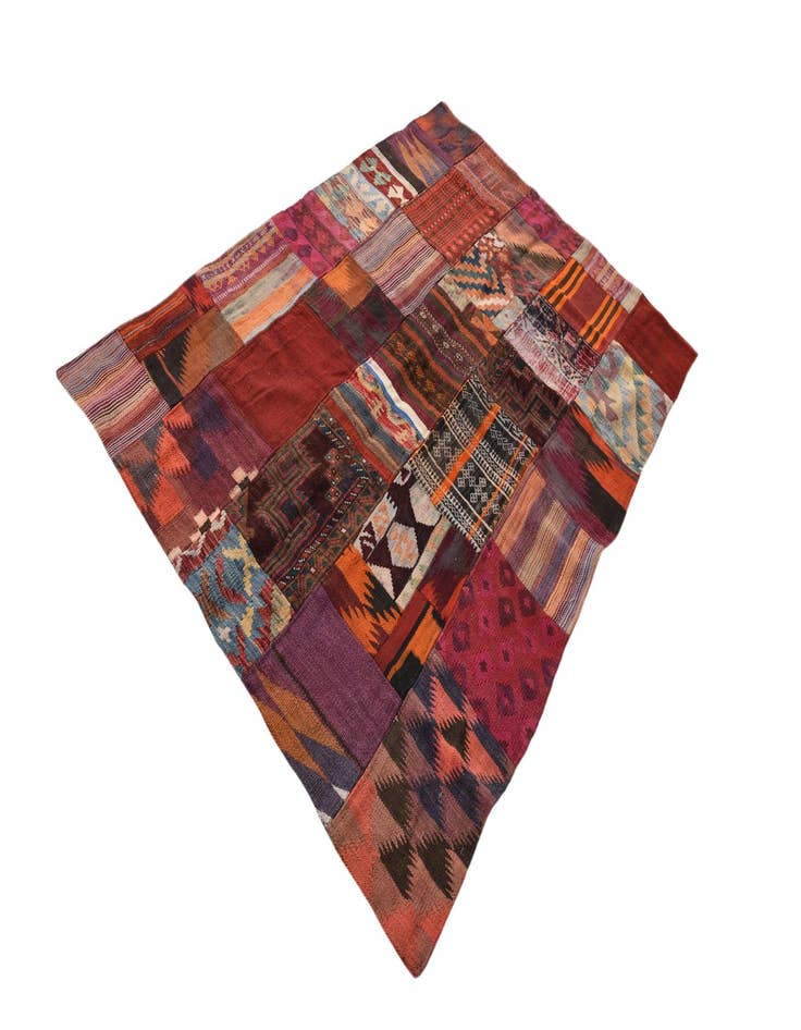 Detail image of  4' x 6'  Hand Woven Kilim Patchwork Wool Rug