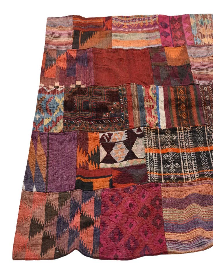 Detail image of  4' x 6'  Hand Woven Kilim Patchwork Wool Rug