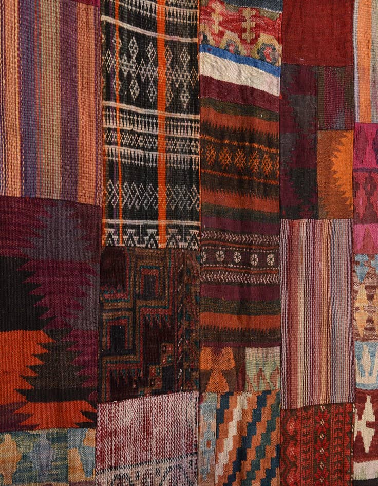 Detail image of  4' x 6'  Hand Woven Kilim Patchwork Wool Rug