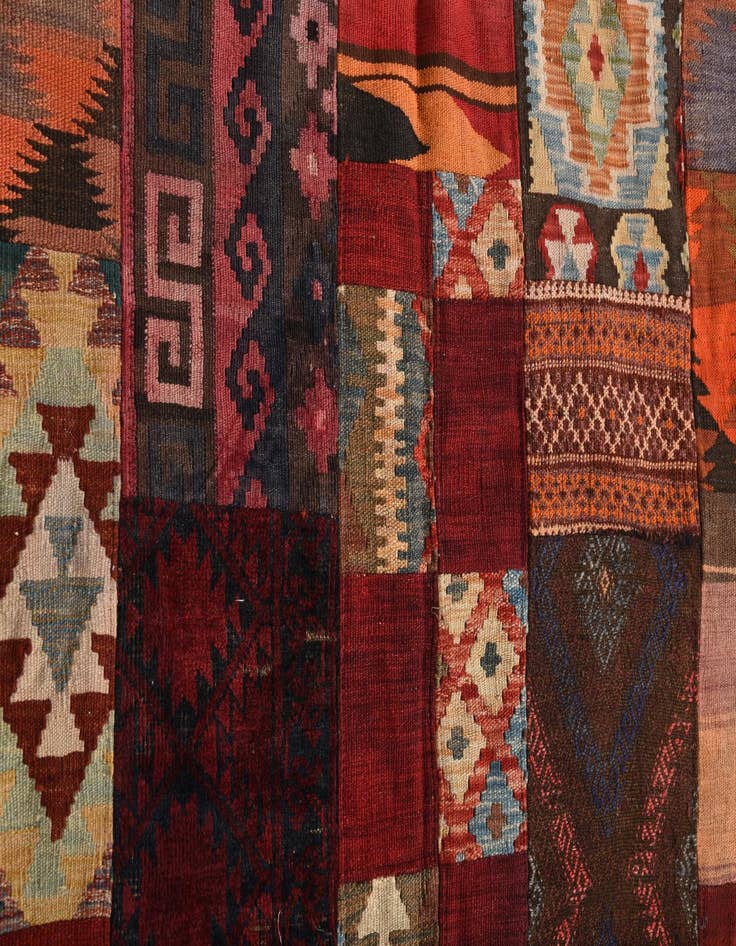 Detail image of  4' x 5' 9  Hand Woven Kilim Patchwork Wool Rug