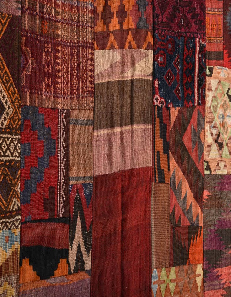Detail image of  4' x 5' 9  Hand Woven Kilim Patchwork Wool Rug