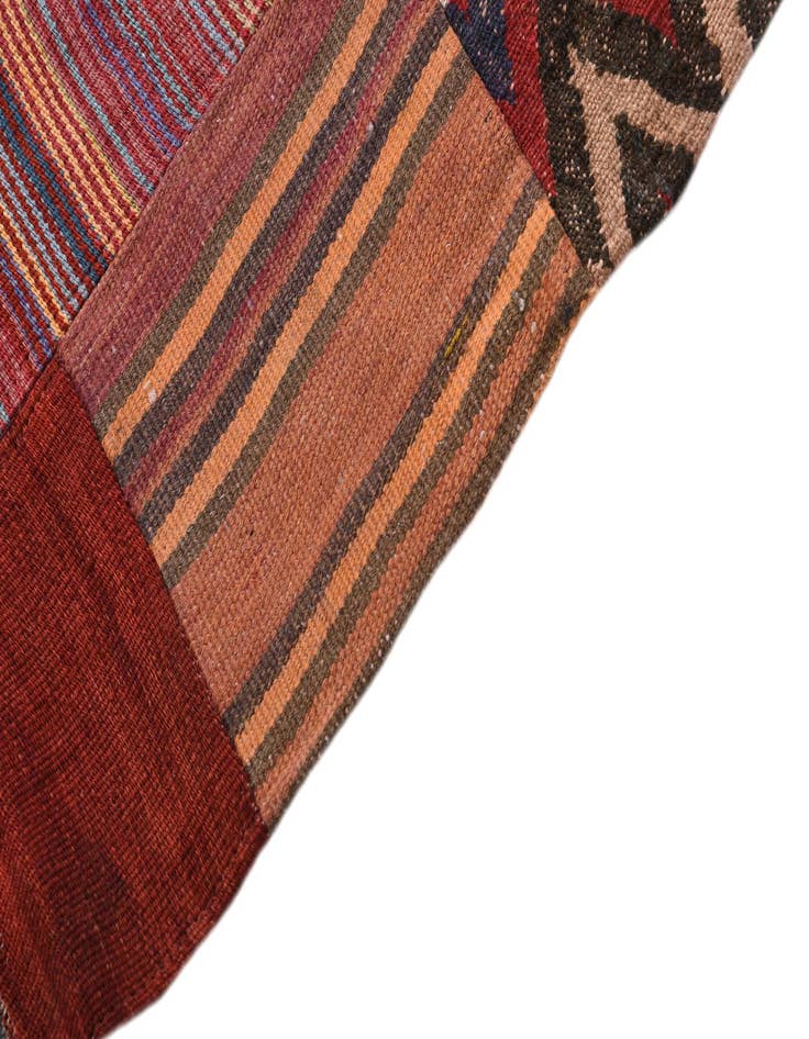 Detail image of  3' 10 x 5' 10  Hand Woven Kilim Patchwork Wool Rug