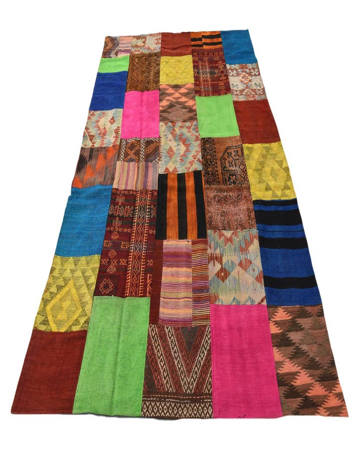 Detail image of  5' 5 x 7' 10  Hand Woven Kilim Patchwork Wool Rug