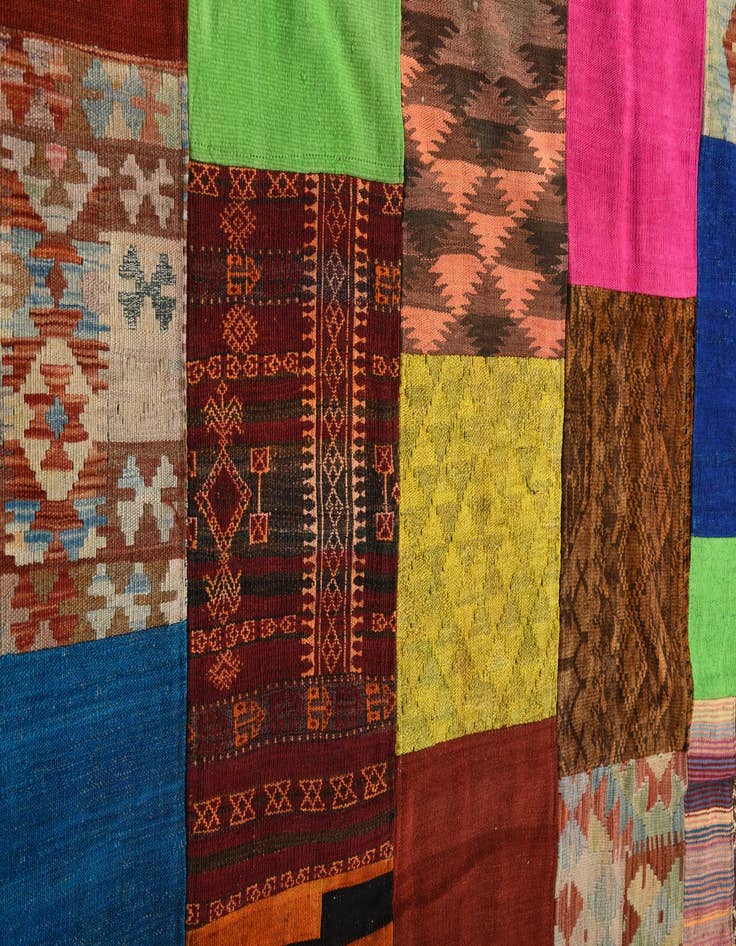 Detail image of  5' 5 x 7' 10  Hand Woven Kilim Patchwork Wool Rug