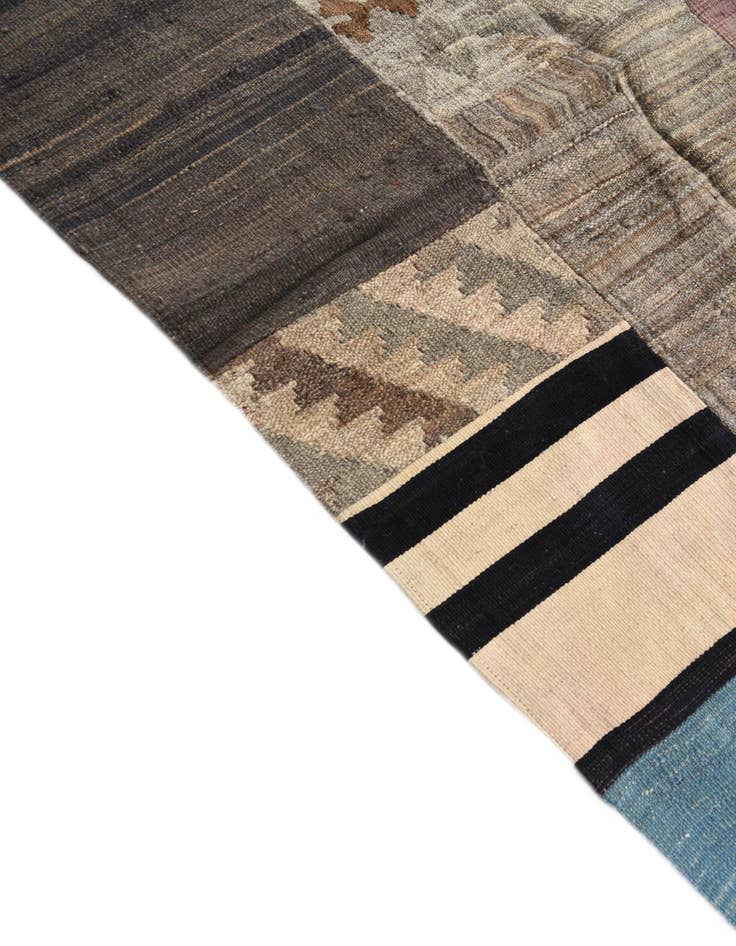Detail image of  5' 3 x 8'  Hand Woven Kilim Patchwork Wool Rug