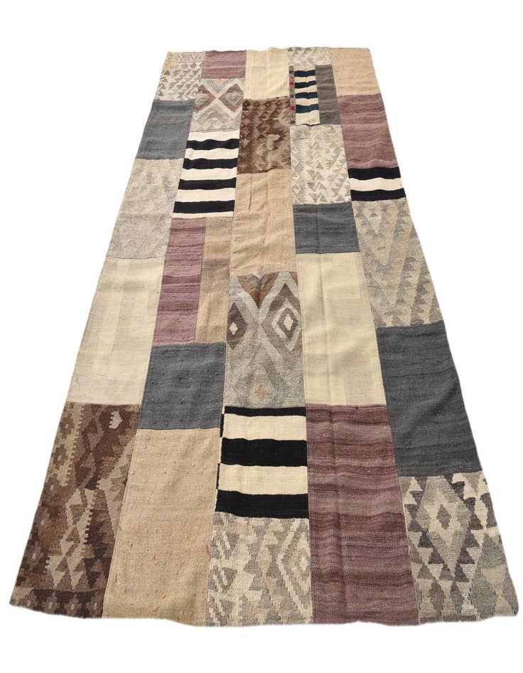 Detail image of  5' 5 x 7' 10  Hand Woven Kilim Patchwork Wool Rug