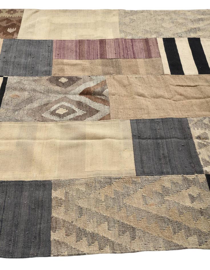 Detail image of  5' 5 x 7' 10  Hand Woven Kilim Patchwork Wool Rug