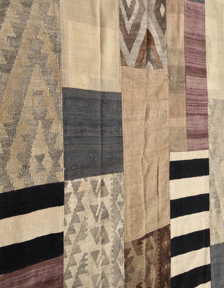 Detail image of  5' 5 x 7' 10  Hand Woven Kilim Patchwork Wool Rug