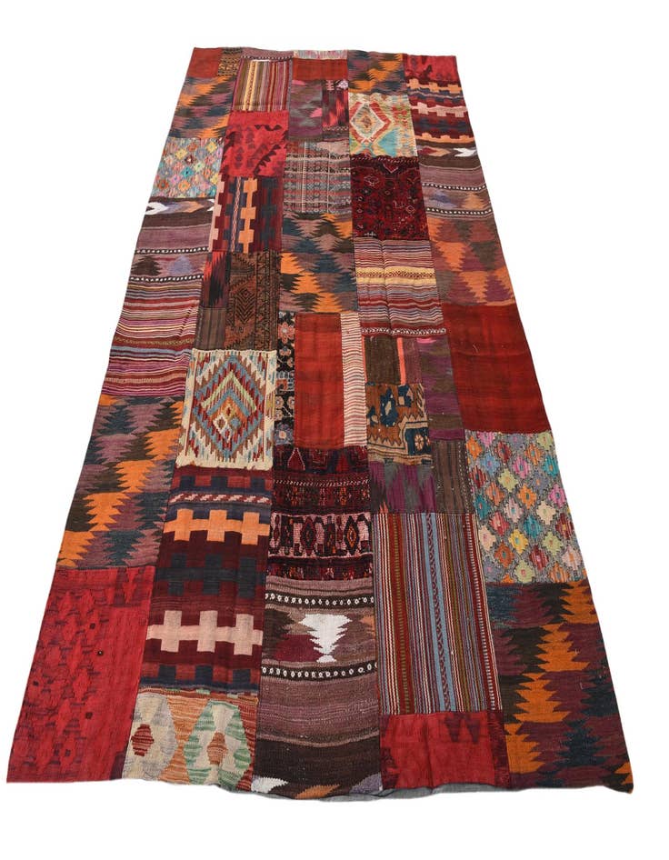 Detail image of  5' 6 x 8' 2  Hand Woven Kilim Patchwork Wool Rug