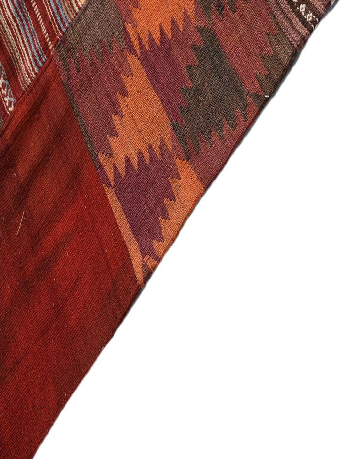 Detail image of  5' 6 x 8' 2  Hand Woven Kilim Patchwork Wool Rug
