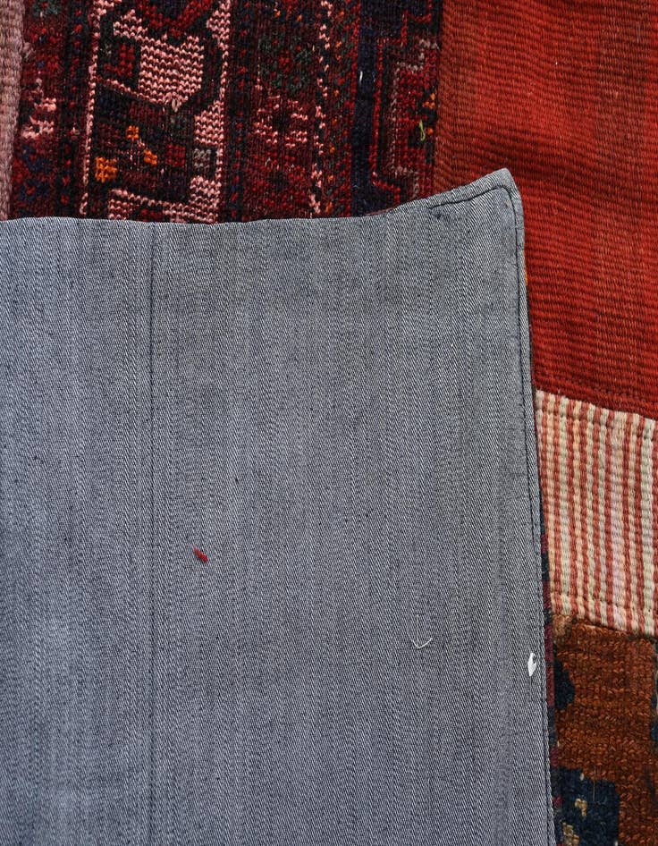 Detail image of  5' 6 x 8' 2  Hand Woven Kilim Patchwork Wool Rug