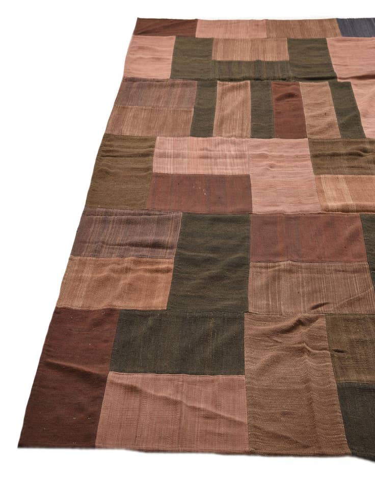 Detail image of  9' 2 x 13' 2  Hand Woven Kilim Patchwork Wool Rug