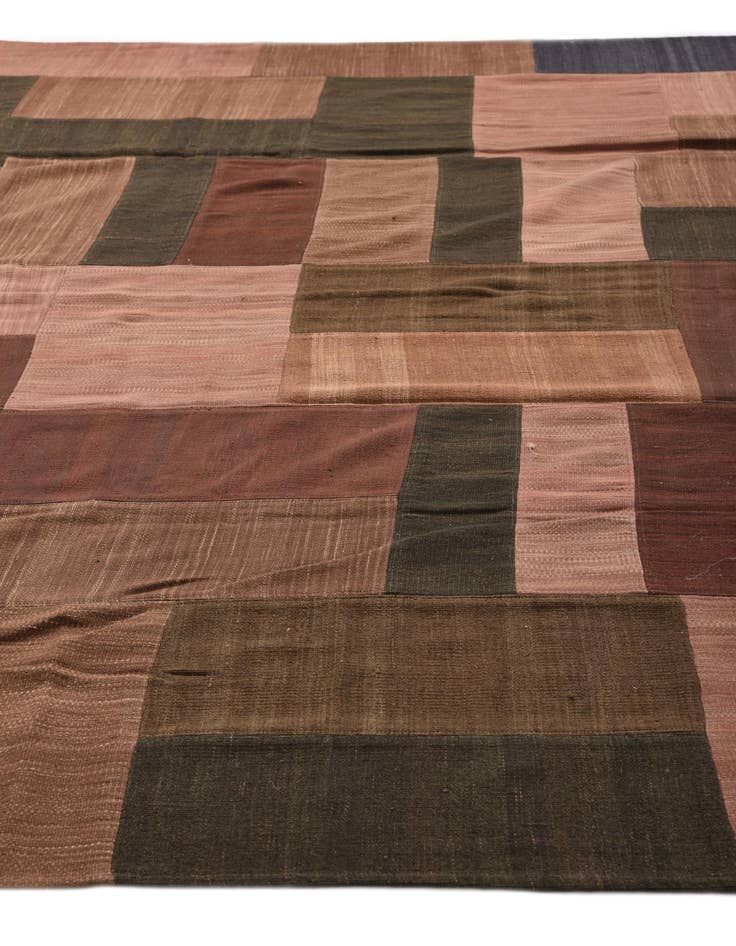 Detail image of  9' 2 x 13' 2  Hand Woven Kilim Patchwork Wool Rug