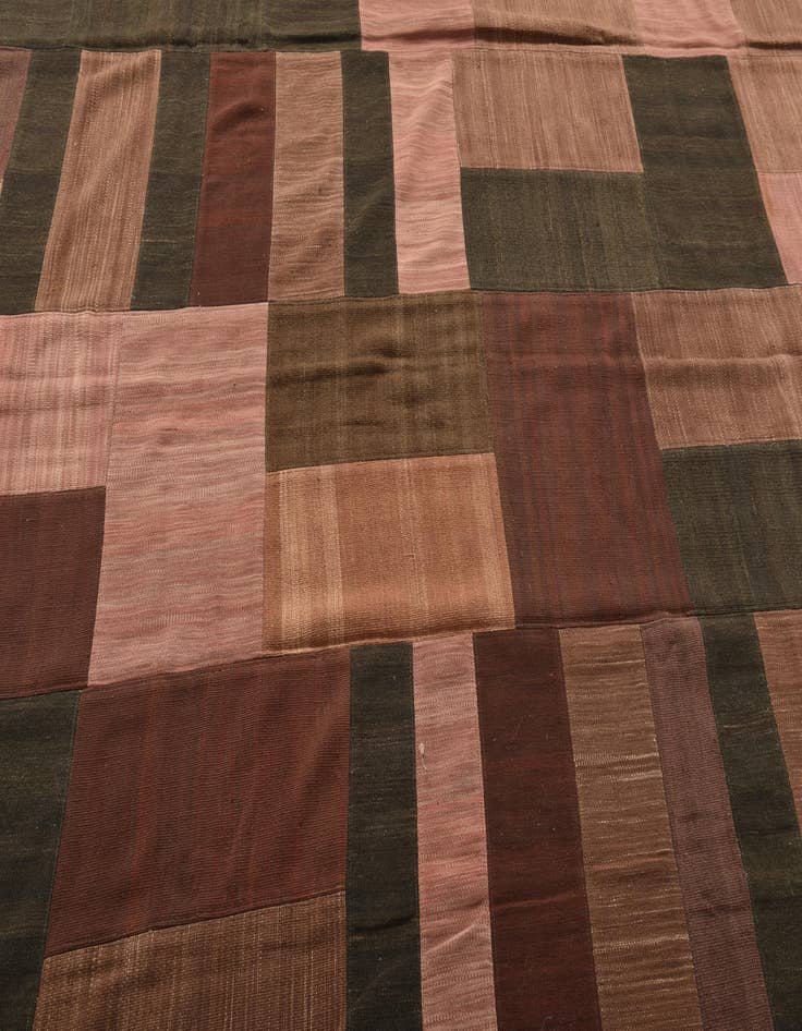 Detail image of  9' 2 x 13' 2  Hand Woven Kilim Patchwork Wool Rug