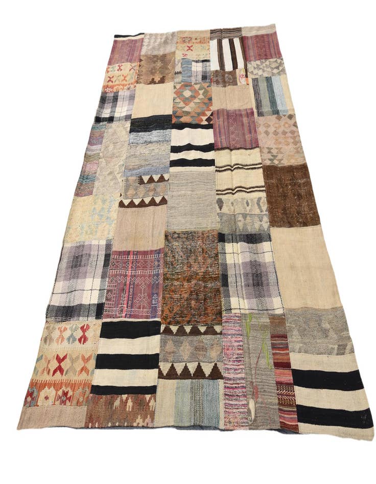 Detail image of  5' 5 x 7' 11  Hand Woven Kilim Patchwork Wool Rug