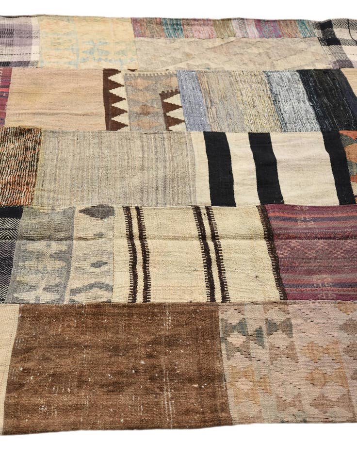 Detail image of  5' 5 x 7' 11  Hand Woven Kilim Patchwork Wool Rug