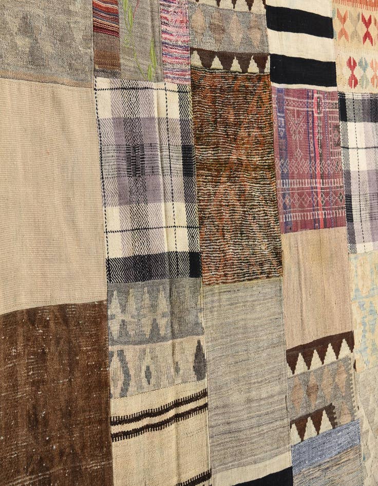 Detail image of  5' 5 x 7' 11  Hand Woven Kilim Patchwork Wool Rug