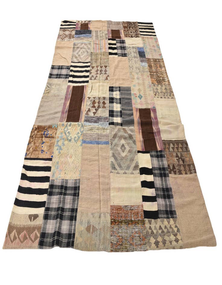 Detail image of  6' 8 x 9' 2  Hand Woven Kilim Patchwork Wool Rug