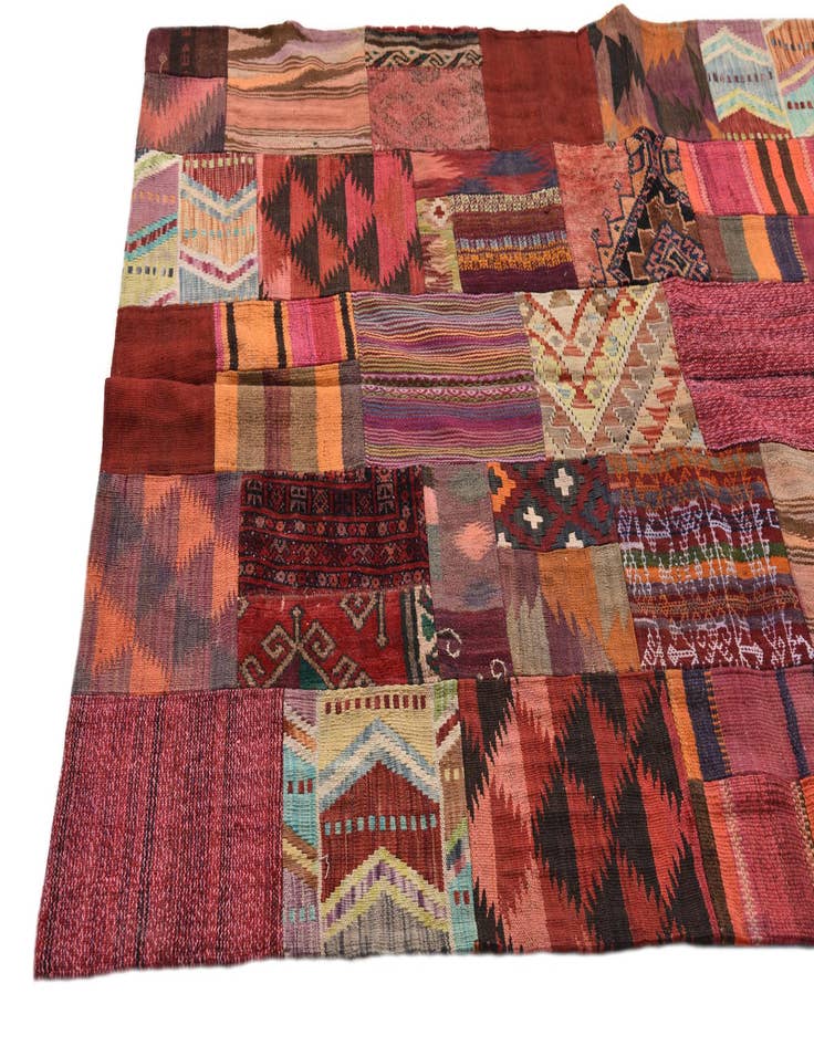 Detail image of  4' 10 x 6' 5  Hand Woven Kilim Patchwork Wool Rug